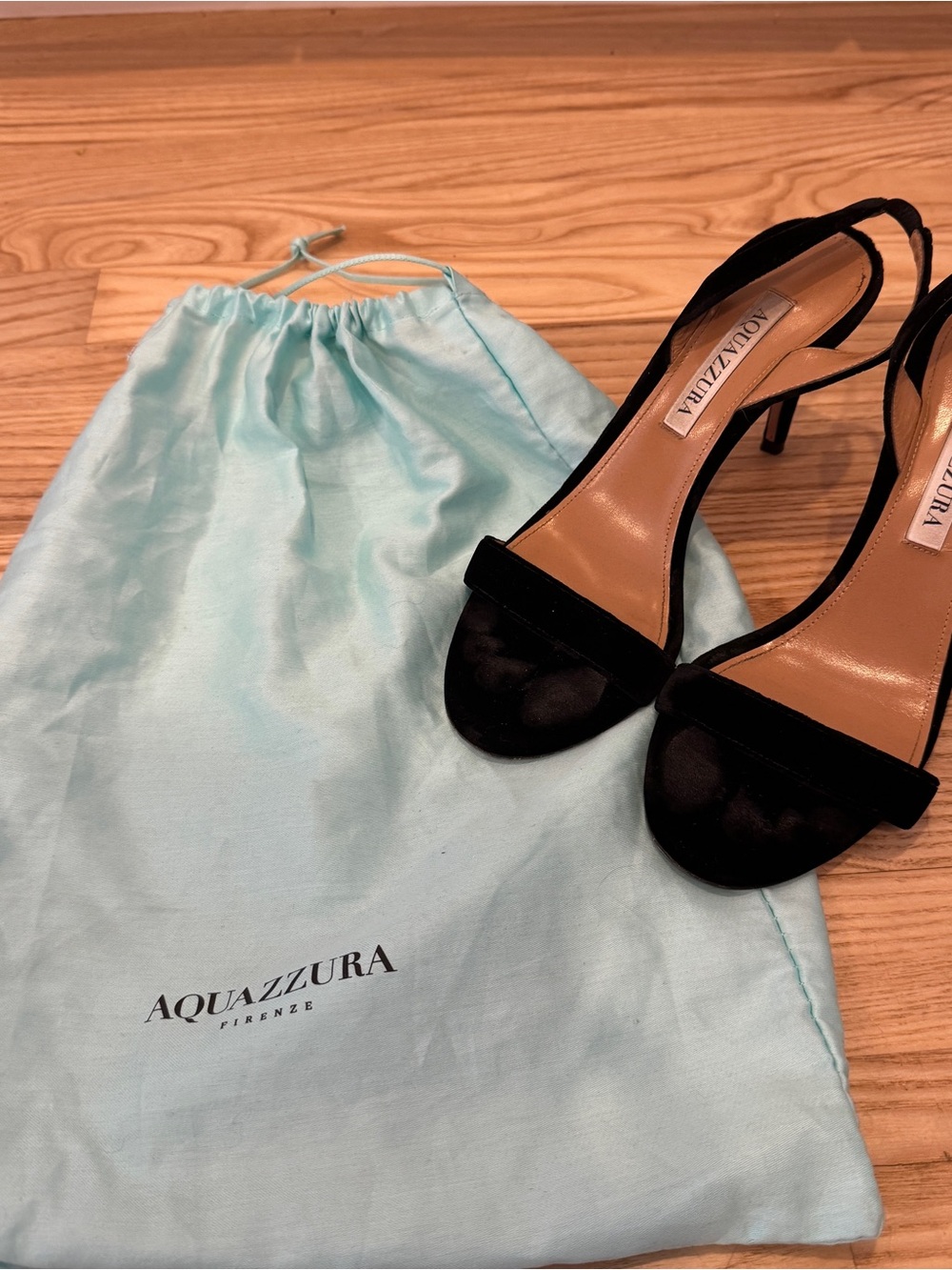 Aquazzura Black Velvet Open-Toe Slingback Heels - So Nude 85 mm